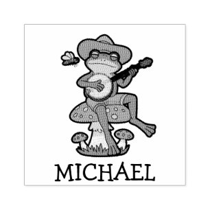 Tampons Encreurs Cute Frog Jouer Banjo sur le champignon
