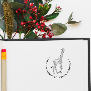 Tampons Encreurs Cute Giraffe Livre Personnalisé De La Bibliothèque