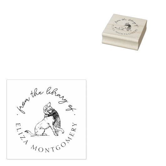 Tampons Encreurs Cute Girl and Dog Custom Library Livres (Tamponné)