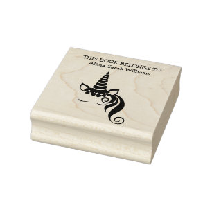 Tampons Encreurs Cute Girly Unicorn Livre Belongs Nom Bookplate