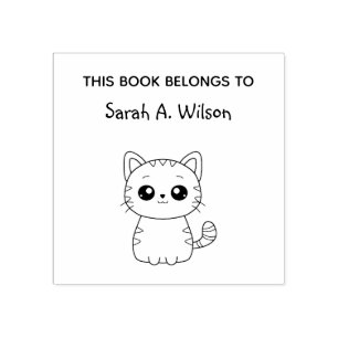 Tampons Encreurs Cute Kawaii Cat Book Belongs Personnalisent Bookpl