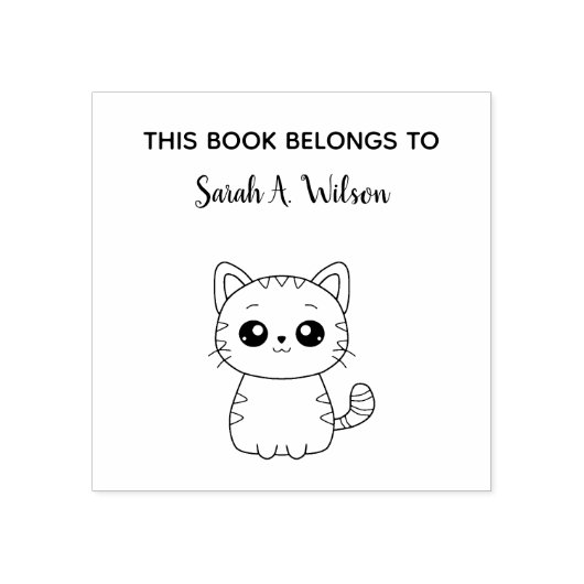 Tampons Encreurs Cute Kawaii Cat Book Belongs Personnalisent Bookpl (Impression)