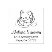 Tampons Encreurs Cute Little Mouse Leaf Boat Address (Impression)
