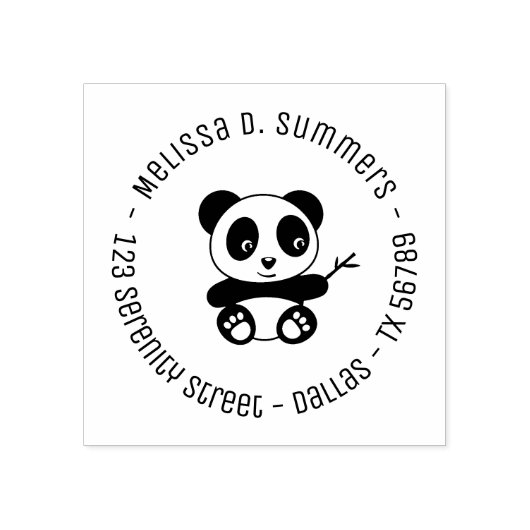 Tampons Encreurs Cute Little Panda Bamboo Round Adresse 4 (Impression)