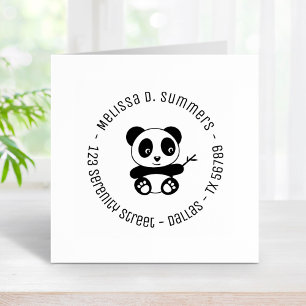 Tampons Encreurs Cute Little Panda Bamboo Round Adresse 4