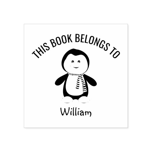 Tampons Encreurs Cute Penguin Scarf Ce livre appartient à Nom (Impression)