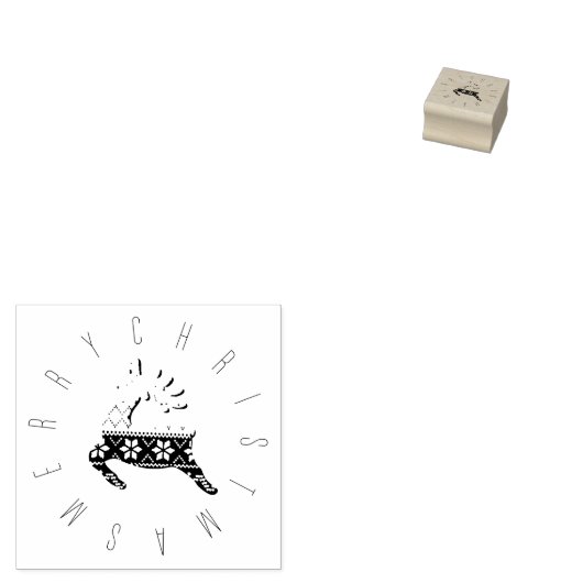 Tampons Encreurs Cute Reindeer Motif Vintage Joyeux Noël (Tamponné)