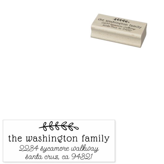 Tampons Encreurs Cute Retro Script & Rustic Branch Adresse de famil (Tamponné)