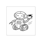 Tampons Encreurs Cute Robot tenant du café (Impression)