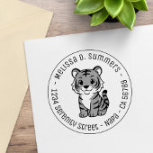 Tampons Encreurs Cute Tiger Cub Round Address