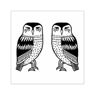 Tampons Encreurs Cute TWIN Owls Birds Hand Dessiné CUSTOMISER