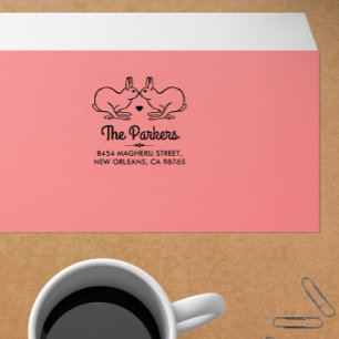 Tampons Encreurs Cute Vintage Bunnies Love Nom De Famille Et Adress