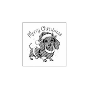 Tampons Encreurs Dachshund au chapeau de Père Noël Noël