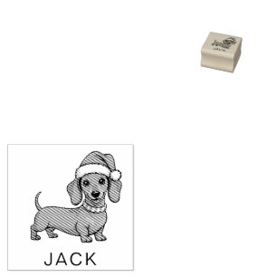 Tampons Encreurs Dachshund personnalisé en chapeau de Père Noël Noë