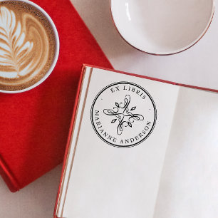 Tampons Encreurs Damas et typographie classique Nom personnalisé Ex