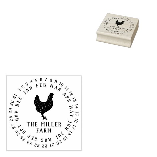 Tampons Encreurs Date & Farm Name Personalized Chicken Egg Stamp (Tamponné)
