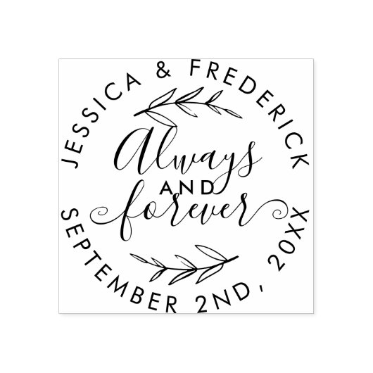 Tampons Encreurs Date Mariage de script rustique "Toujours & Foreve (Impression)