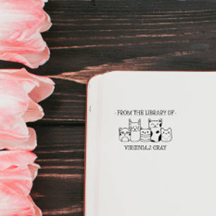 TAMPONS ENCREURS DE LA BIBLIOTHÈQUE DE VOTRE NOM GRIFFONNAGE CHATS 