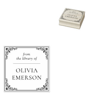 Tampons Encreurs De La Bibliothèque D'Élégant Livre Vintage De Cadr