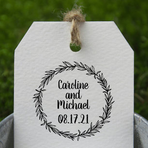 Tampons Encreurs  de mariage avec couronne de feuilles de campagne