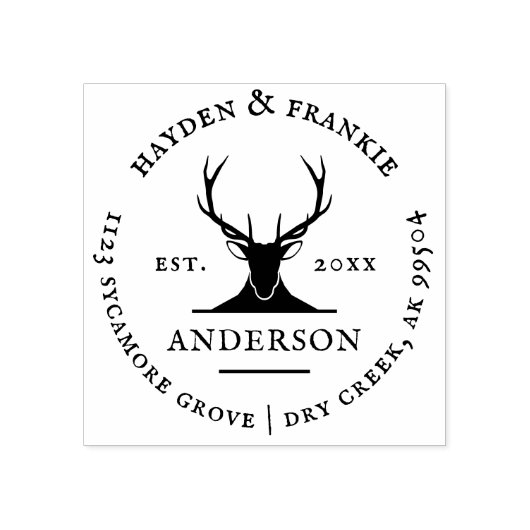Tampons Encreurs Deer Antlers Rustic Married Couple Adresse de reto (Impression)