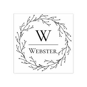 Tampons Encreurs Délicat Monogramme de couronne de branche hivernal