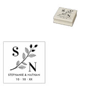 Tampons Encreurs Delicate Initials Wildflowers Branches Wedding  (Tamponné)