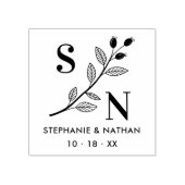 Tampons Encreurs Delicate Initials Wildflowers Branches Wedding  (Impression)