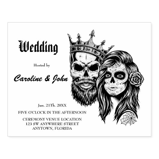 Tampons Encreurs Design mariage gothique foncé étonnant avec crânes (Impression)