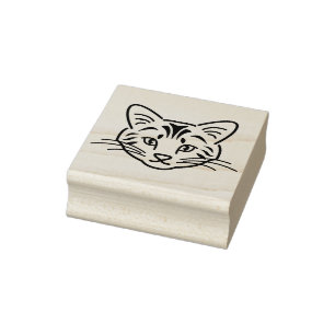 Tampons Encreurs Dessin au trait mignon de tête de chaton