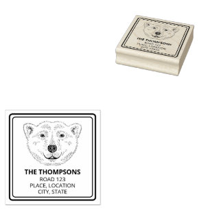 Tampons Encreurs Dessin simple de tête d'ours polaire avec texte