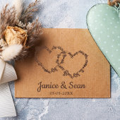 Tampons Encreurs Deux Coeurs avec Branches et Fleurs sauvages