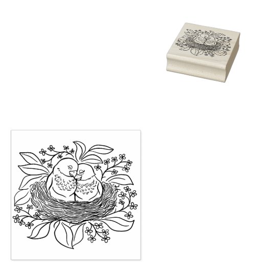 Tampons Encreurs Deux Inséparables dans un nid (Tamponné)