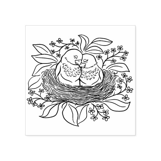 Tampons Encreurs Deux Inséparables dans un nid (Impression)