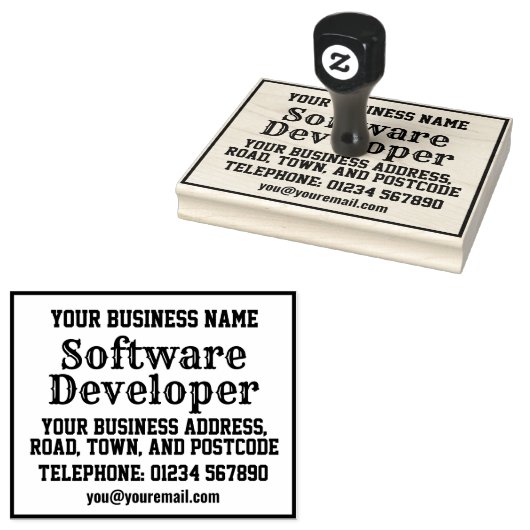 Tampons Encreurs Développeur logiciel avec nom, adresse, etc (Tamponné)