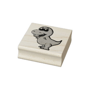 Tampons Encreurs Dinosaure rouge illustrée du Tyrannosaure Rex Cut
