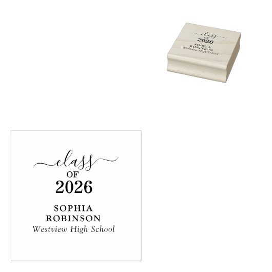 Tampons Encreurs Diplômé de 2026 Typographie Script Or Graduation (Tamponné)
