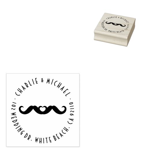 Tampons Encreurs Double M. Mustache Love Gay Mariage Timbre en caou (Tamponné)