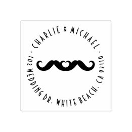 Tampons Encreurs Double M. Mustache Love Gay Mariage Timbre en caou