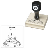 Tampons Encreurs Drôle gras affamé poisson vert dessin de pêche (Tamponné)