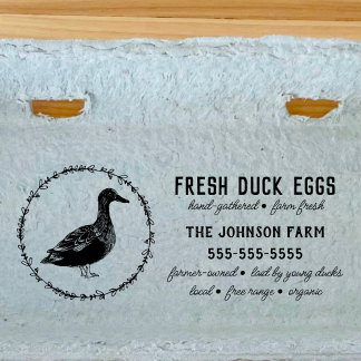 Tampons Encreurs Duck Family Farm Name Egg Carton Rubber Stamp