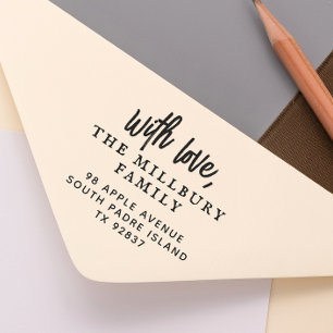 Tampons Encreurs Écrit À La Main Avec Amour Nom De Famille Adresse 