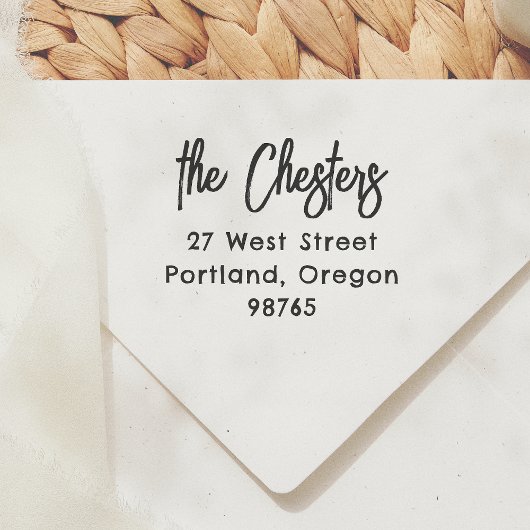 Tampons Encreurs Écriture moderne Nom de famille Adresse de retour