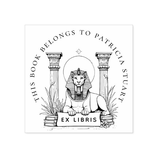 Tampons Encreurs Egyptian Sphinx Nom personnalisé Ex Libris Timbre (Impression)