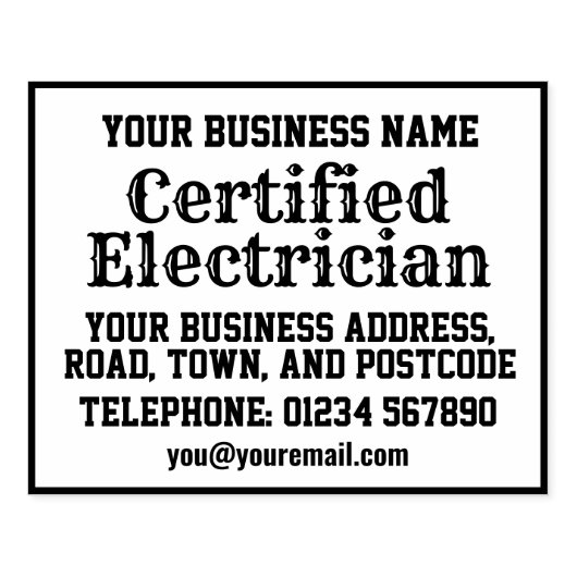 Tampons Encreurs Électricien certifié avec nom, adresse, etc. (Impression)