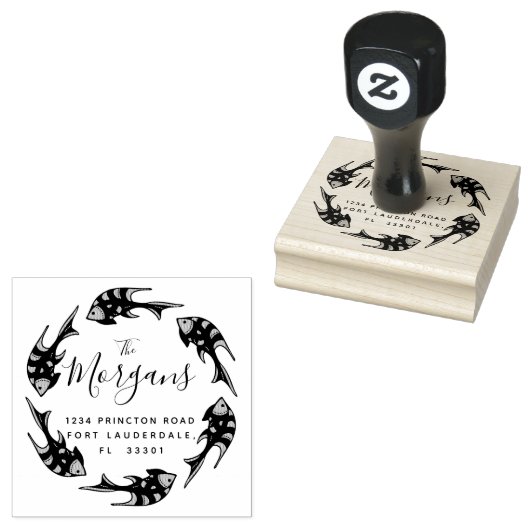 Tampons Encreurs Élégance océanique | Timbre d'adresse de retour (Tamponné)