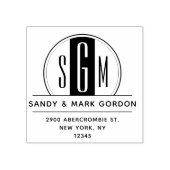 Tampons Encreurs Elégant Art Déco Monogramme Circle Adresse de reto (Impression)