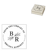 Tampons Encreurs Élégant Botanique Arrondi Initiales Bibliothèque P (Tamponné)