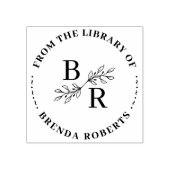 Tampons Encreurs Élégant Botanique Arrondi Initiales Bibliothèque P (Impression)