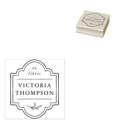 Tampons Encreurs Elégant cadre Delicate Feuille Ex Libris Plaque li (Tamponné)
